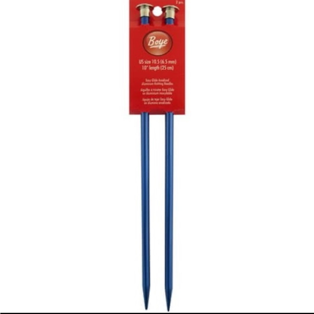 Boye 3216327105M Aluminum Straight Knitting Needles Set,US Size 10.5,10" L, 2pcs